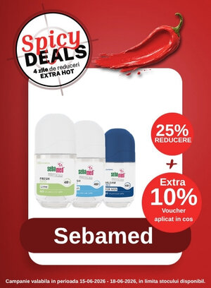 Spicy Deals cu extra 10% voucher aplicat in cos la Sebamed