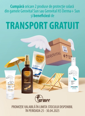 Transport Gratuit la Gerovital H3 Derma+ Sun si Gerovital Sun