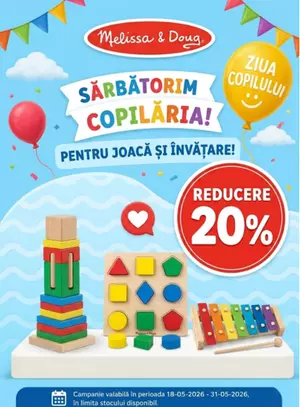 Ziua copilului cu 20% reducere la Melissa&Doug