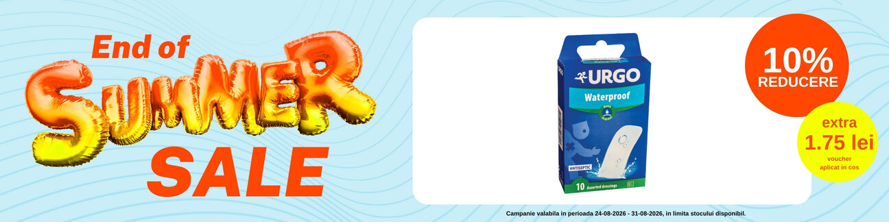 End of summer sales cu extra 1.75 lei voucher aplicat in cos la Urgo