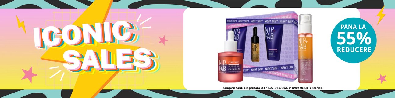 Iconic Sales cu reducere de pana la 55% la Nip+Fab