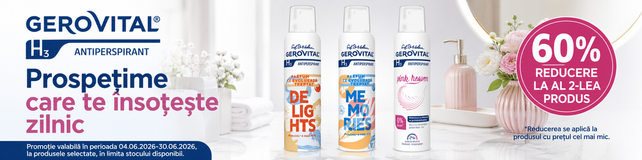 Promotie 1+60% reducere la al doilea produs Gerovital Deo