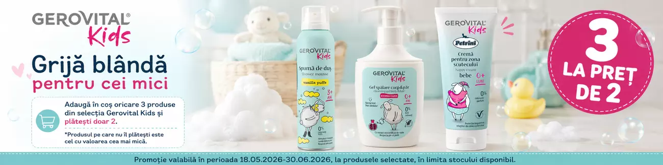 Promotie 3 la pret de 2 la Gerovital Kids - Ziua Copilului