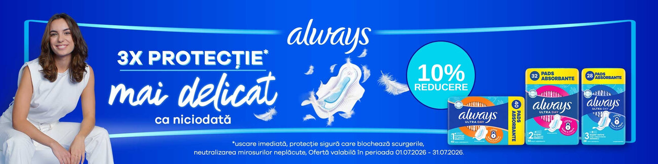 Promotie cu 10% reducere la Always Ultra