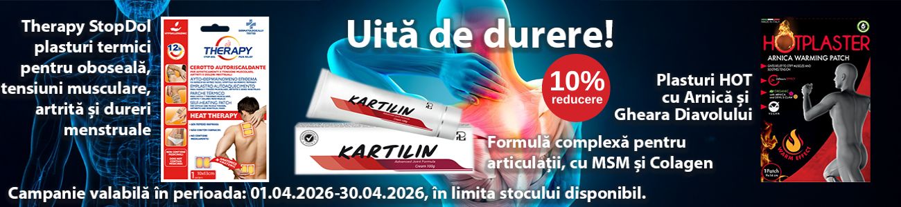 Promotie cu 10% reducere la Hotplaster, Therapy si Kartilin