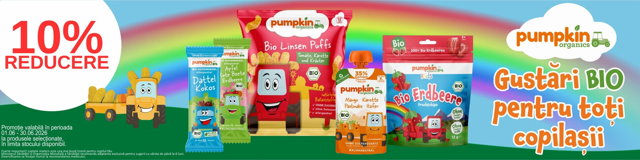 Promotie cu 10% reducere la Pumpkin Organics