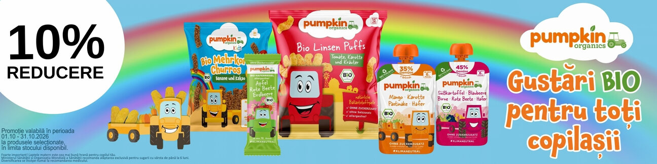 Promotie cu 10% reducere la Pumpkin Organics