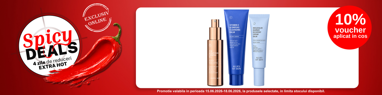Promotie cu 10% voucher aplicat in cos la Allies Of Skin - Spicy Deals
