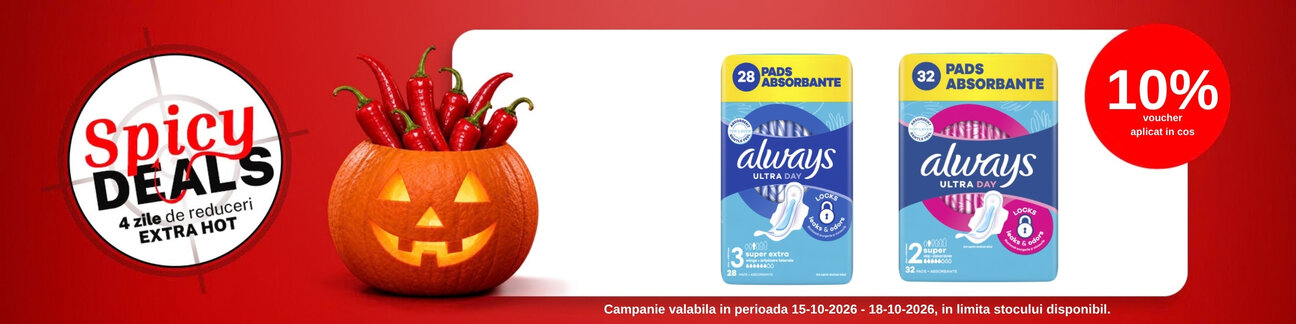 Promotie cu 10% voucher aplicat in cos la Always - Spicy Deals