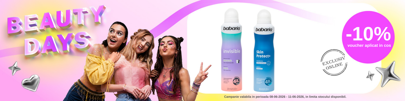Promotie cu 10% voucher aplicat in cos la Babaria Beauty Days