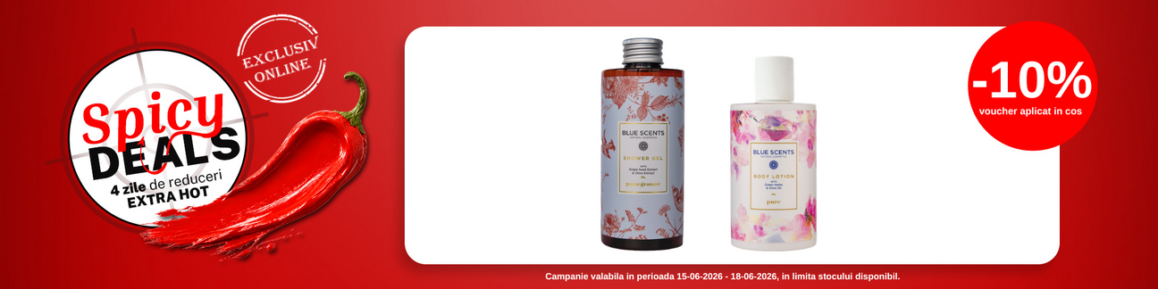 Promotie cu 10% voucher aplicat in cos la Blue Scents - Spicy Deals