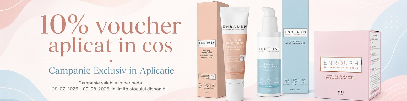 Promotie cu 10% voucher aplicat in cos la Enroush Exclusiv in Aplicatie