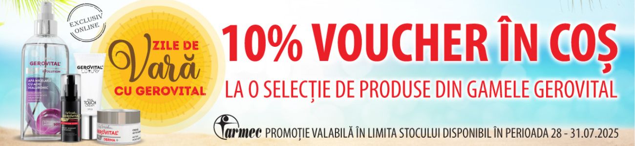 Promotie cu 10% voucher aplicat in cos la Gerovital