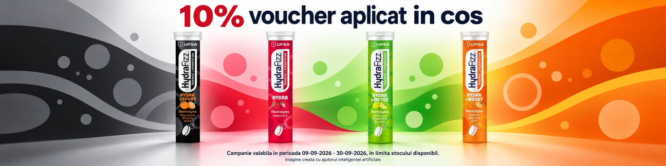Promotie cu 10% voucher aplicat in cos la Hydrafizz