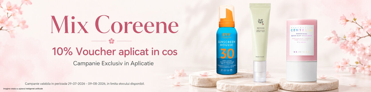 Promotie cu 10% voucher aplicat in cos la Mix Coreene Exclusiv in Aplicatie