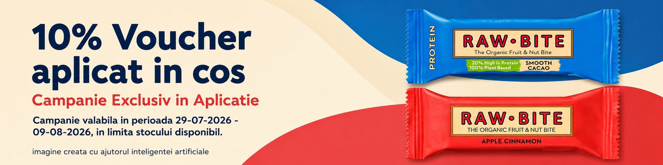 Promotie cu 10% voucher aplicat in cos la Raw Bite Exclusiv in Aplicatie