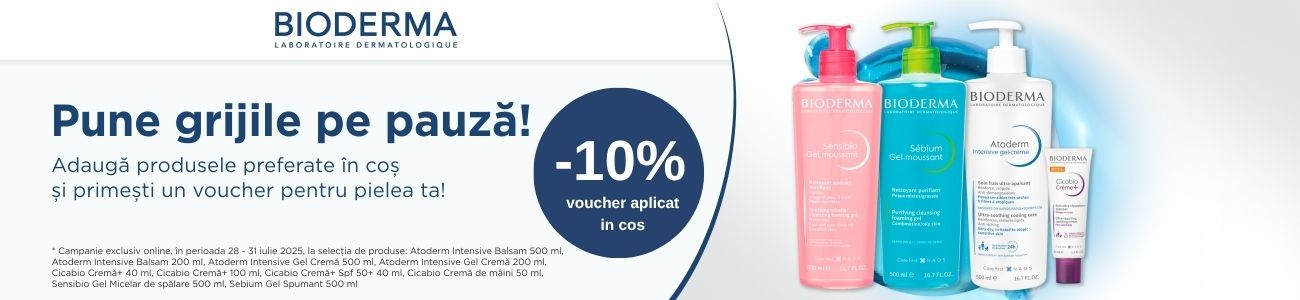 Promotie cu 10% voucher valoric aplicat in cos la Bioderma