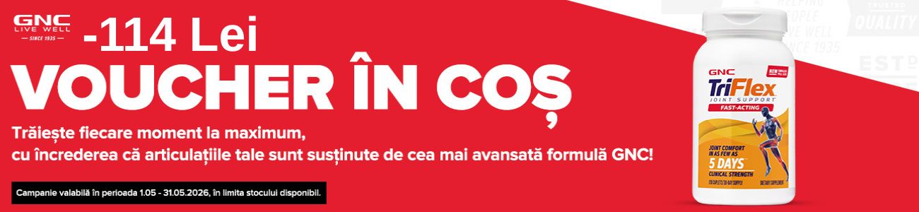 Promotie cu -114 lei voucher aplicat in cos la Triflex Fast Acting GNC