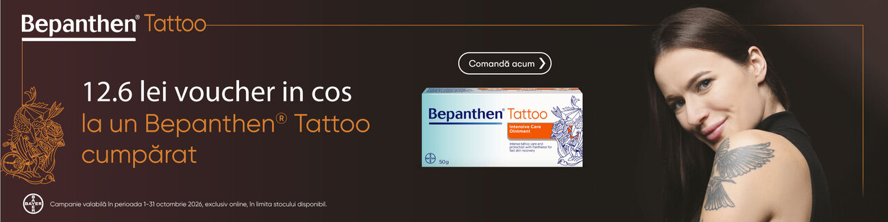 Promotie cu 12,6 lei voucher aplicat in cos la Bepanthen Tatto Unguent