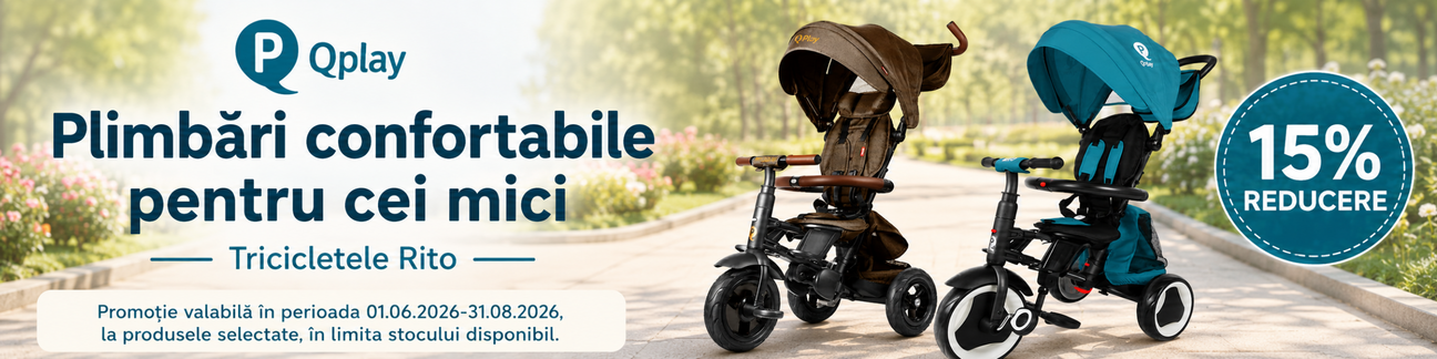 Promotie cu 15% reducere la Qplay Triciclete