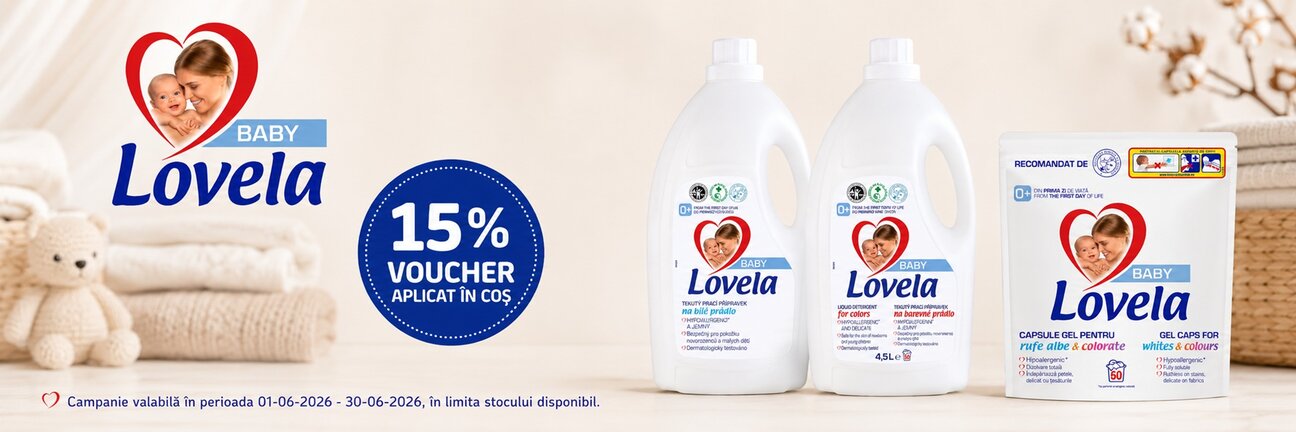 Promotie cu 15% voucher aplicat in cos la Lovela
