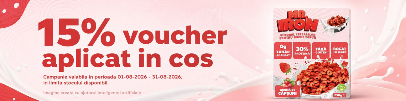 Promotie cu 15% voucher aplicat in cos la Mr. Iron