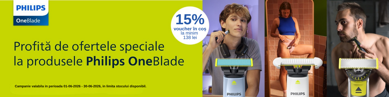 Promotie cu 15% voucher aplicat in cos la Philips One Blade