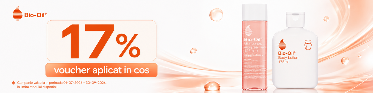 Promotie cu 17% voucher aplicat in cos la Biooil