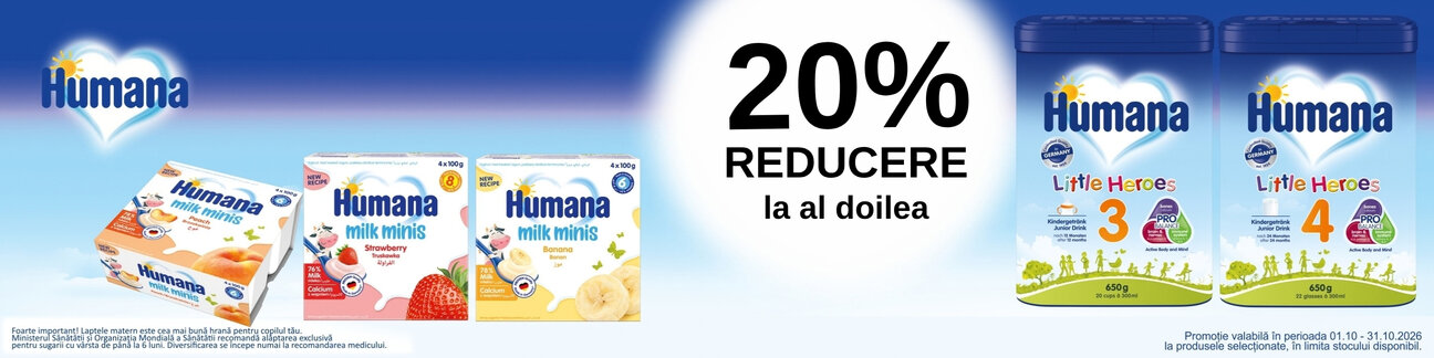 Promotie cu 20% reducere la al doilea produa Humana