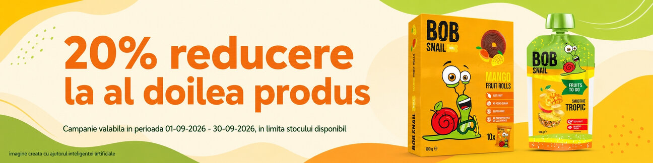 Promotie cu 20% reducere la al doilea produs Bob Snail