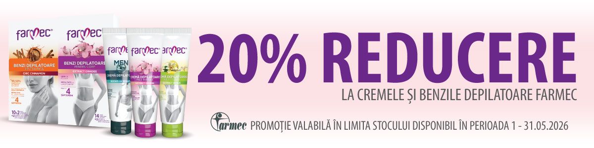 Promotie cu 20% reducere la Farmec Creme si Benzi Depilatoare