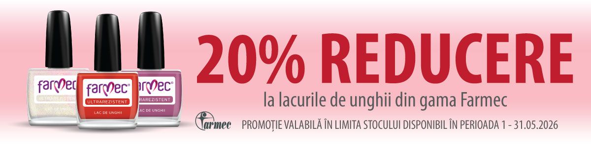 Promotie cu 20% reducere la Farmec Lac de Unghii