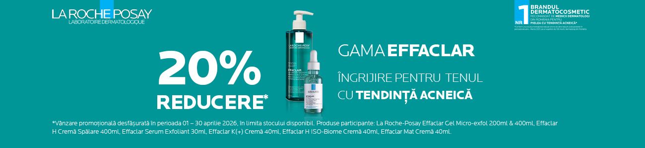 Promotie cu 20% reducere la La Roche Posay Effaclar