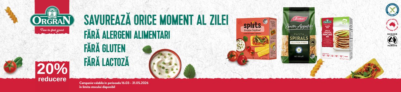 Promotie cu 20% reducere la Orgran