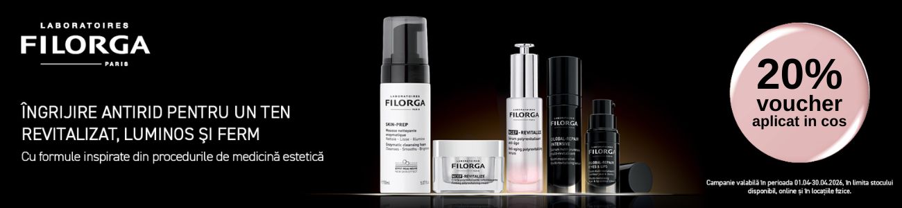 Promotie cu 20% voucher aplicat in cos la Filorga