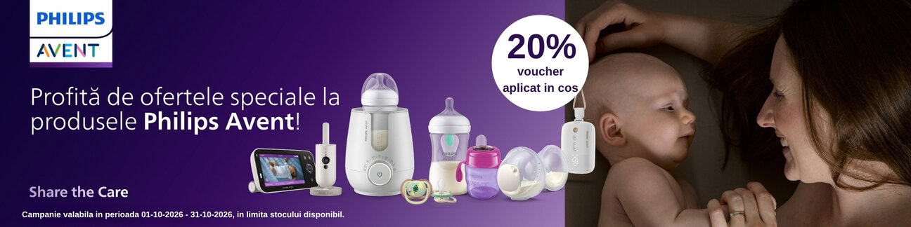 Promotie cu 20% voucher aplicat in cos la Philips Avent