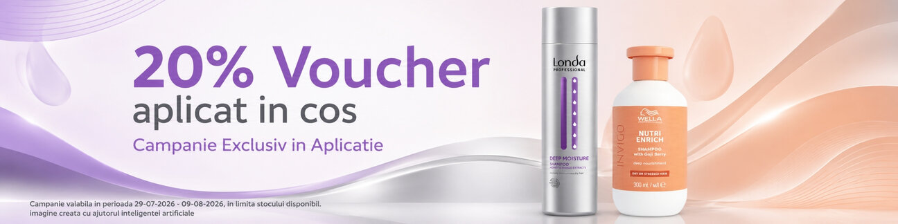 Promotie cu 20% Voucher aplicat in cos laLonda Professionals si Wella Exclusiv in Aplicatie