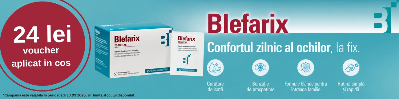 Promotie cu 24 lei voucher aplicat in cos la Blefarix