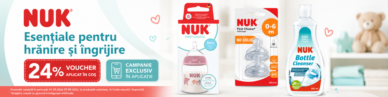 Promotie cu 24% voucher aplicat in cos la Nuk Exclusiv in Aplicatie