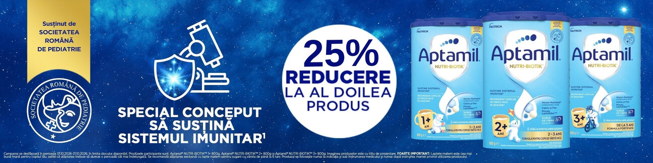 Promotie cu 25% reducere la al doilea produs Aptamil