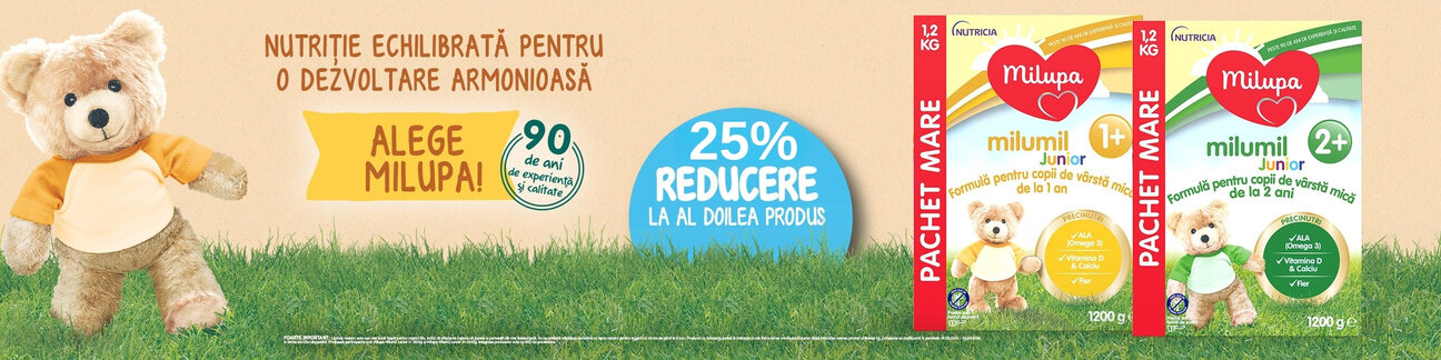 Promotie cu 25% reducere la al doilea produs Milupa