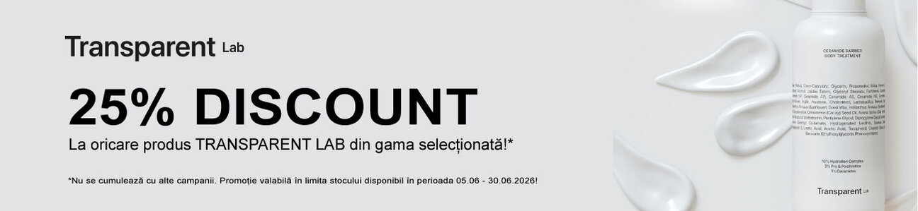 Promotie cu 25% reducere la Transparent Lab
