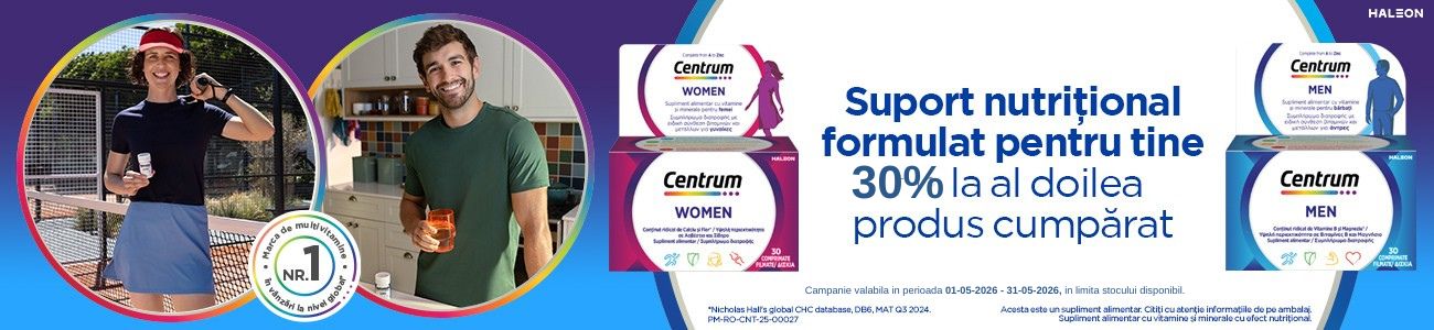 Promotie cu 30% reducere la al doilea produs Centrum 