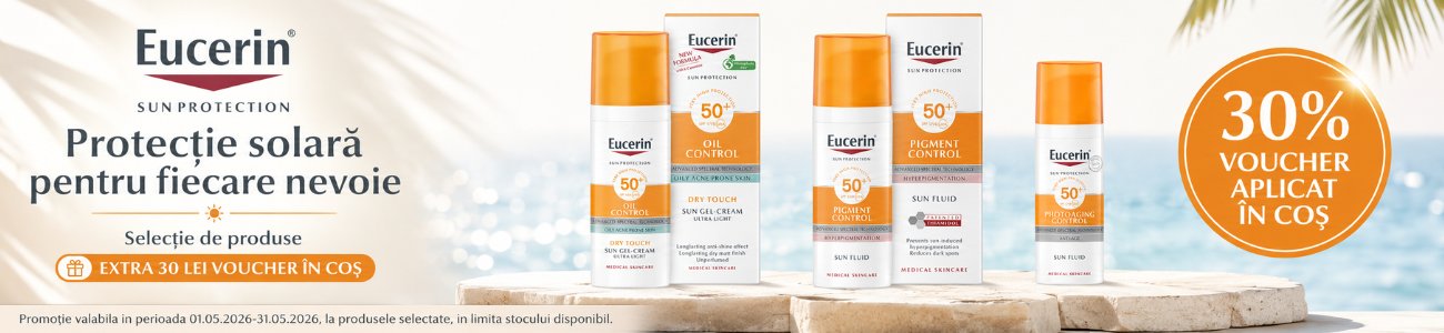 Promotie cu 30% voucher aplicat in cos la Eucerin Sun