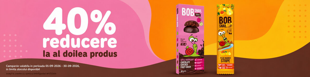 Promotie cu 40% reducere la al doilea produs Bob Snail