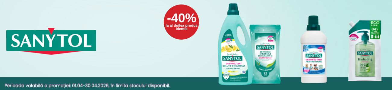 Promotie cu 40% reducere la al doilea produs identic Sanytol