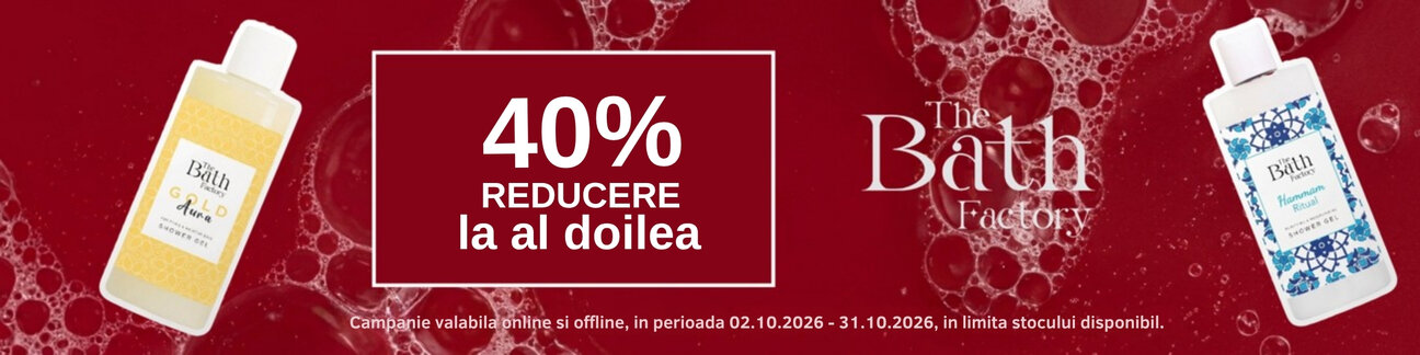 Promotie cu 40% reducere la al doilea produs The Bath Factory