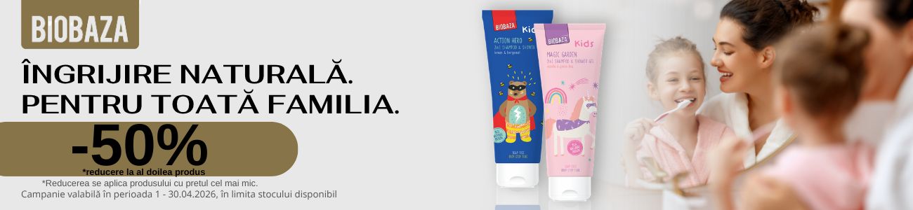 Promotie cu 50% reducere la al doilea produs Biobaza 