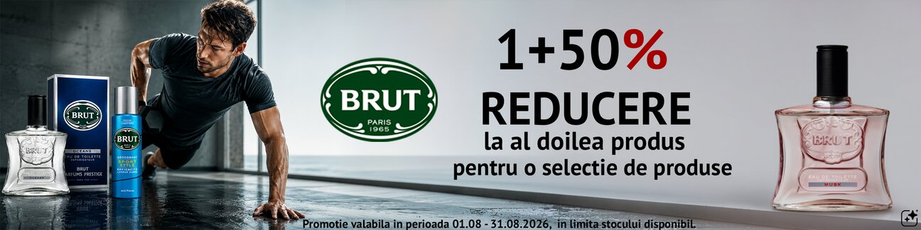 Promotie cu 50% reducere la al doilea produs Brut