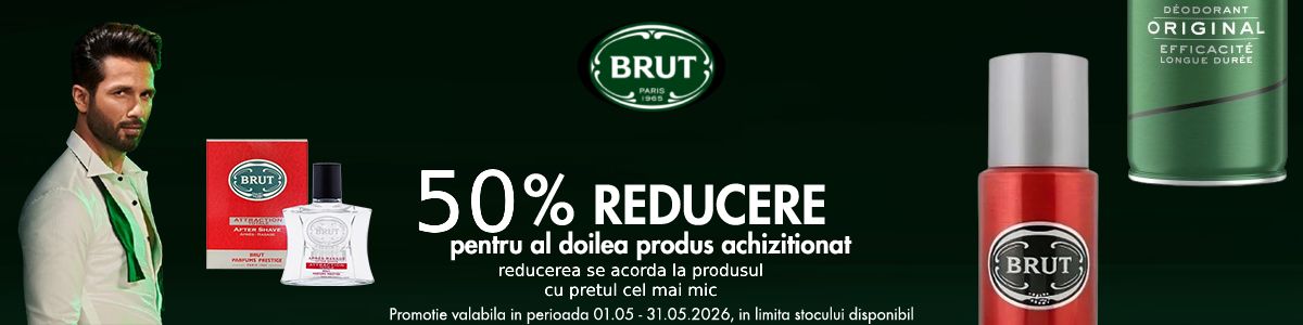Promotie cu 50% reducere la al doilea produs Brut